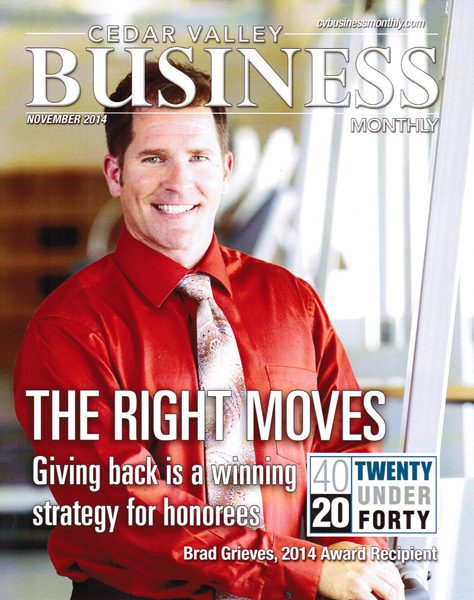 Congratulations Brad! 2014 – 20 under 40 Award Recipient
